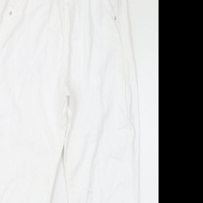 Zara Womens White Cotton Mom Jeans Size 4 L25 in Regular Zip