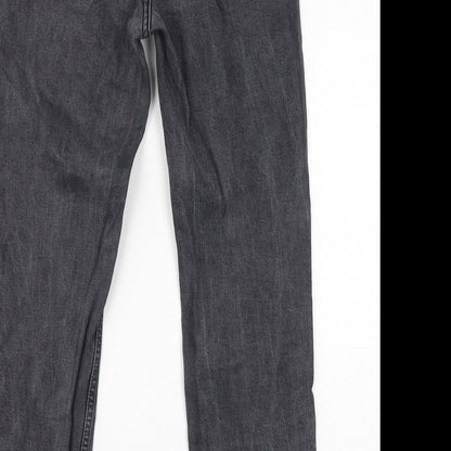 Topshop Womens Black Cotton Mom Jeans Size 26 L32 in Regular Zip - Distressed Hem