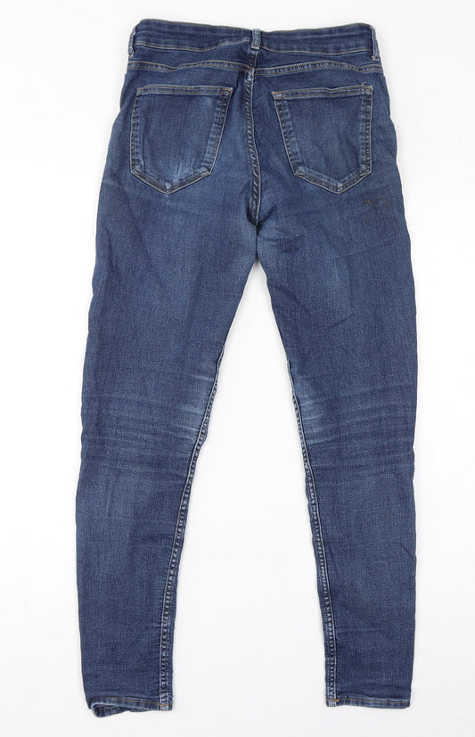 Divided by H&M Womens Blue Cotton Skinny Jeans Size 10 L28 in Regular Zip - Distressed Knee