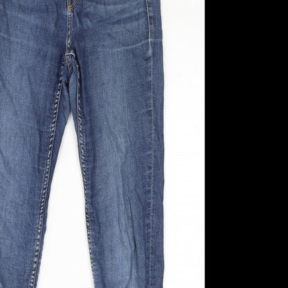 Divided by H&M Womens Blue Cotton Skinny Jeans Size 10 L28 in Regular Zip - Distressed Knee