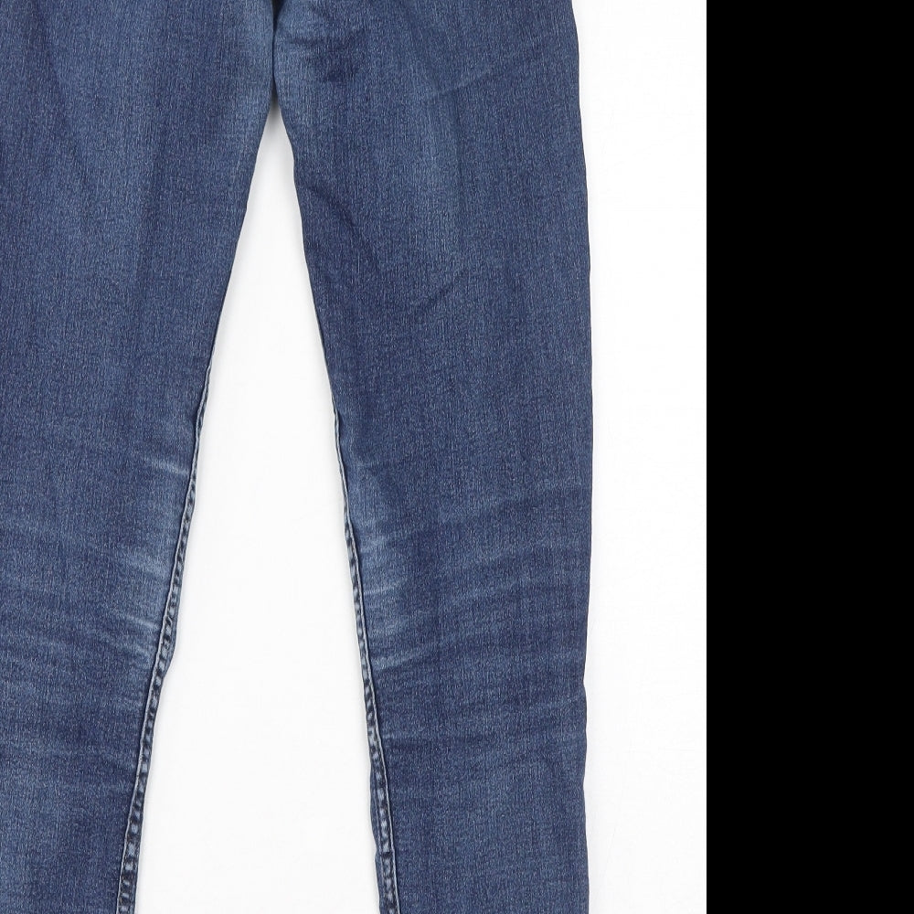 Divided by H&M Womens Blue Cotton Skinny Jeans Size 10 L28 in Regular Zip - Distressed Knee