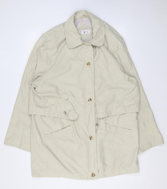 Variations Womens Beige Overcoat Coat Size 16 Button
