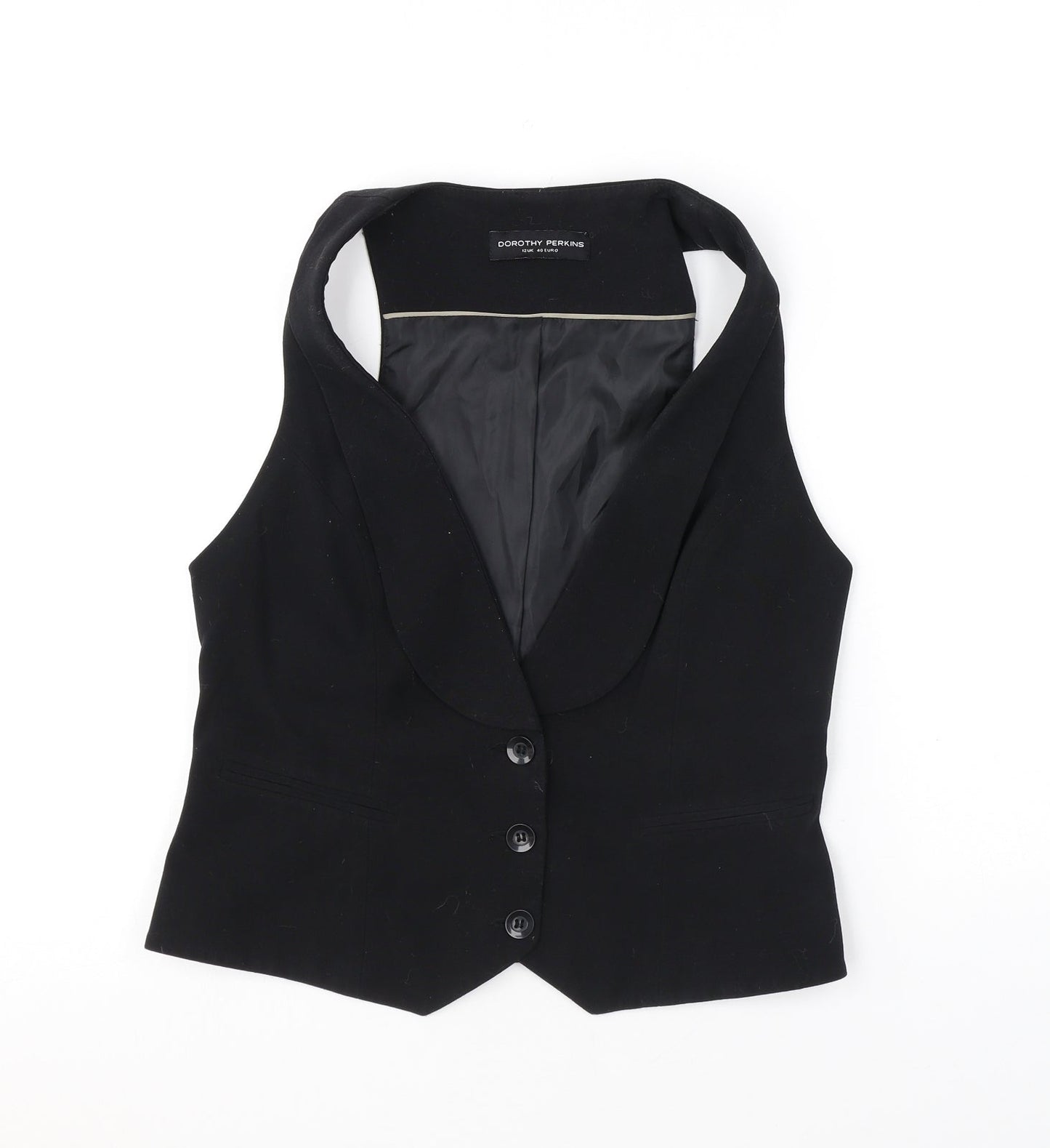 Dorothy Perkins Womens Black Polyester Jacket Suit Waistcoat Size 12