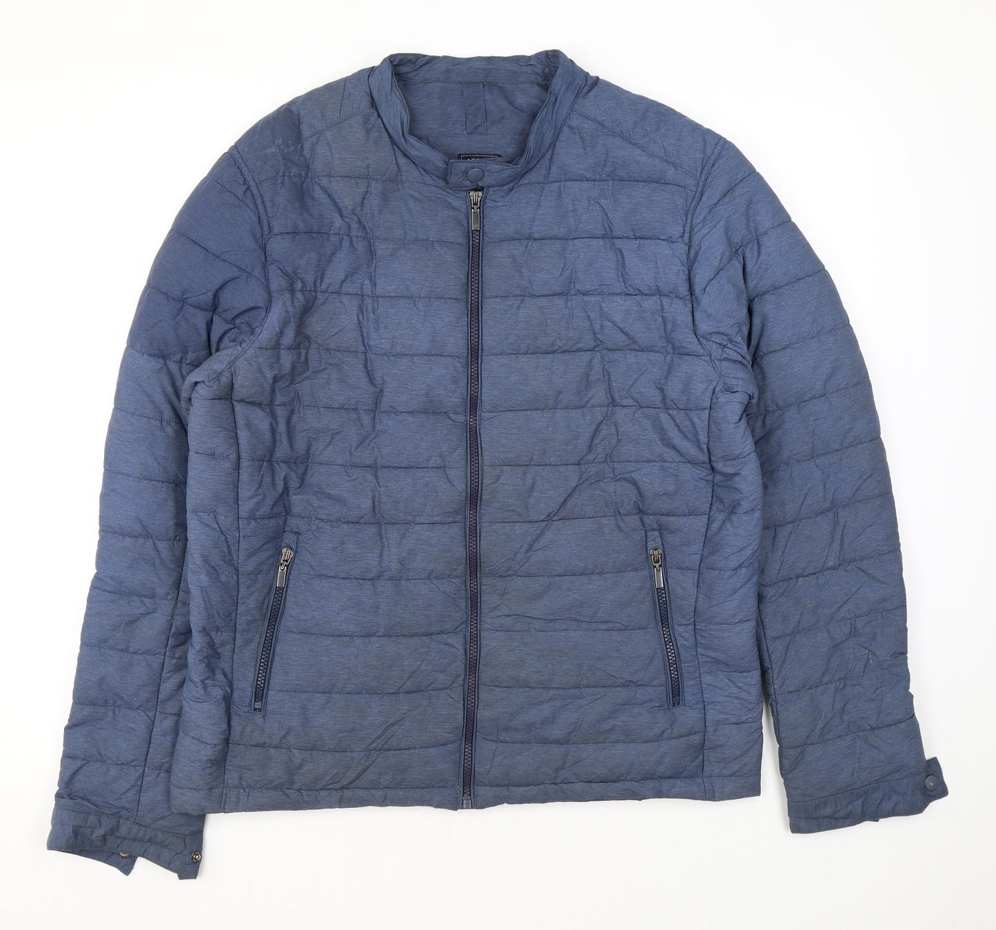 Arrow Mens Blue Puffer Jacket Jacket Size L Zip