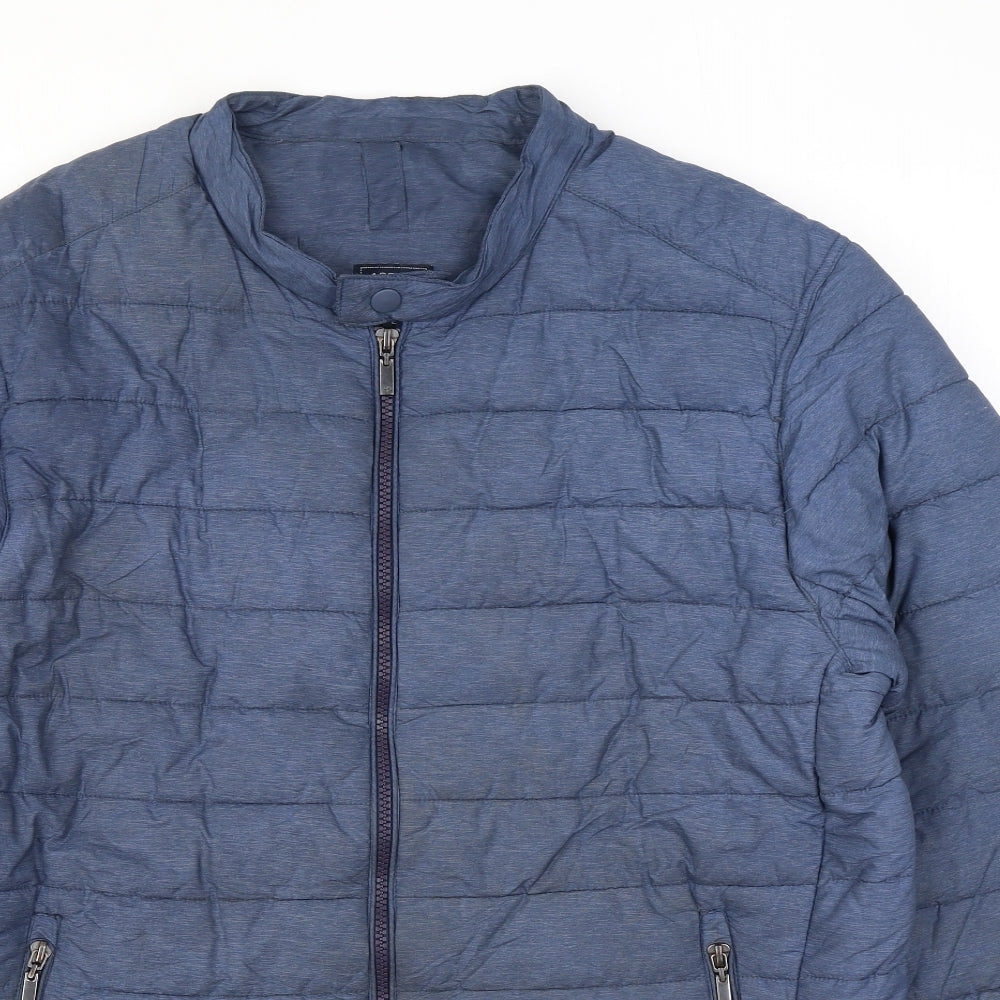 Arrow Mens Blue Puffer Jacket Jacket Size L Zip