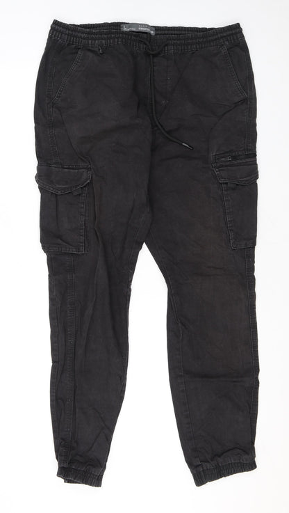 Denim & Co. Mens Grey Cotton Skinny Jeans Size L L30 in Regular Drawstring - Cuffed