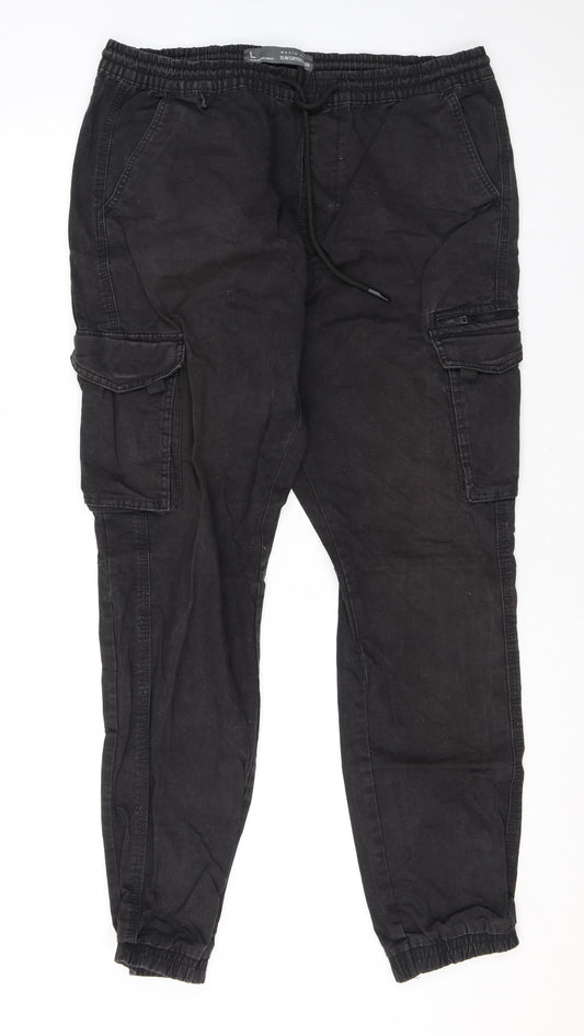 Denim & Co. Mens Grey Cotton Skinny Jeans Size L L30 in Regular Drawstring - Cuffed