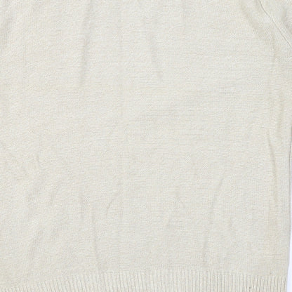 River Island Mens Beige Round Neck Acrylic Pullover Jumper Size XS Long Sleeve