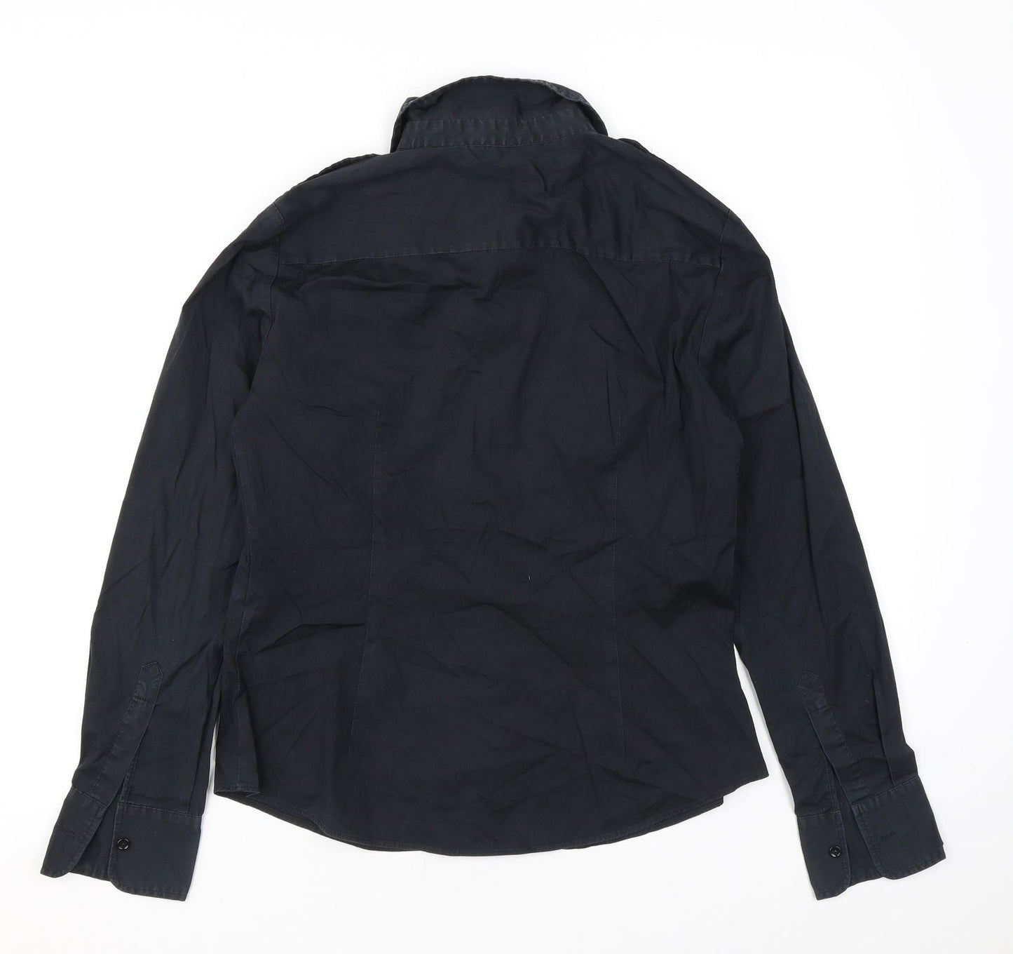 Womens UK Size M Zara Black Basic Button-Up