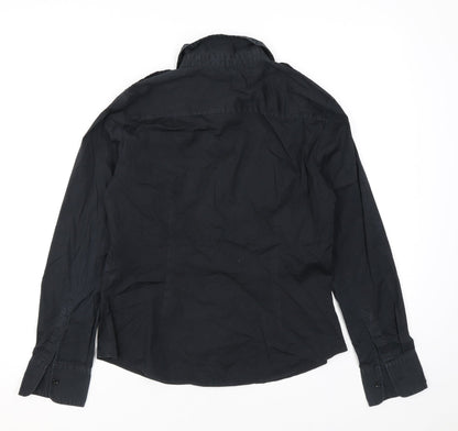 Womens UK Size M Zara Black Basic Button-Up