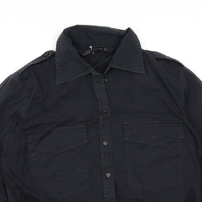 Womens UK Size M Zara Black Basic Button-Up