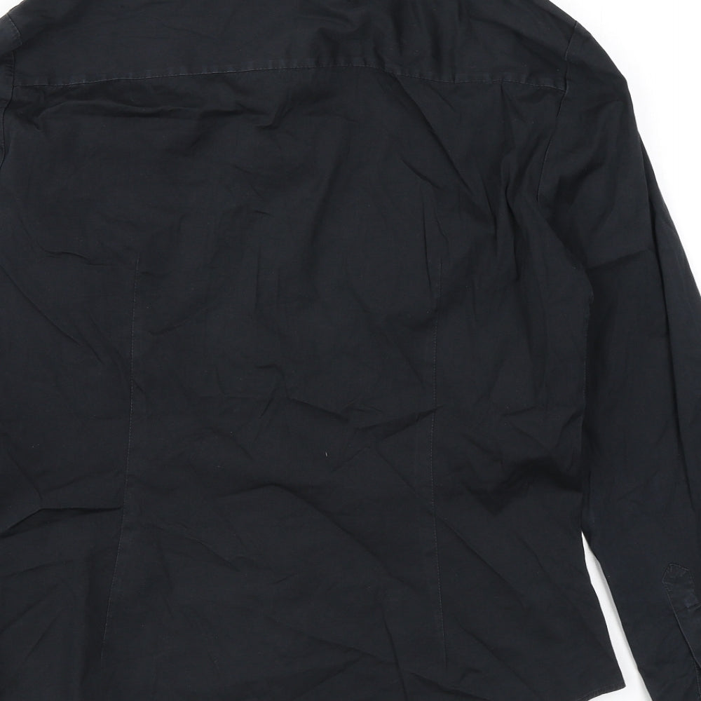 Womens UK Size M Zara Black Basic Button-Up