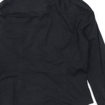 Womens UK Size M Zara Black Basic Button-Up