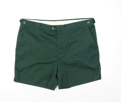 Casual Club Mens Green Polyester Chino Shorts Size 38 in Regular Zip