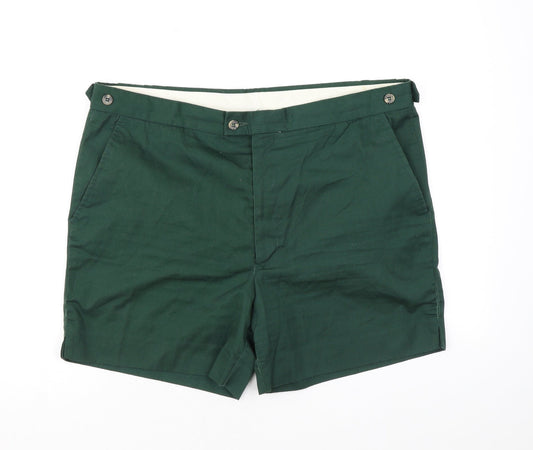 Casual Club Mens Green Polyester Chino Shorts Size 38 in Regular Zip