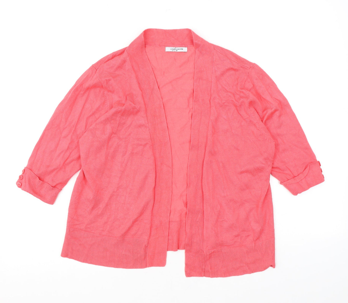 Simply Womens Pink V-Neck Viscose Cardigan Jumper Size M