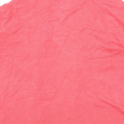 Simply Womens Pink V-Neck Viscose Cardigan Jumper Size M
