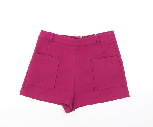 FOREVER 21 Womens Pink Polyester Basic Shorts Size S Regular Zip