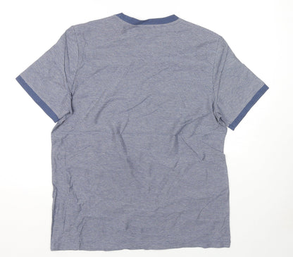 Marks and Spencer Mens Blue Cotton T-Shirt Size L Round Neck