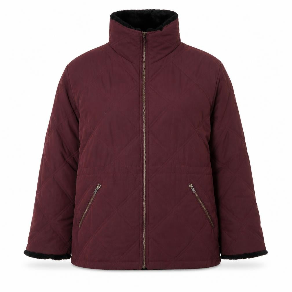 Etam Womens Red Quilted Jacket Size 12 Zip