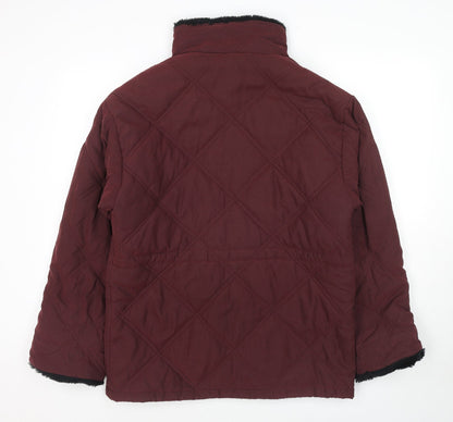 Etam Womens Red Quilted Jacket Size 12 Zip