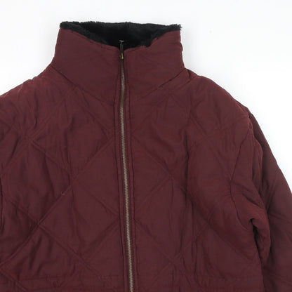Etam Womens Red Quilted Jacket Size 12 Zip