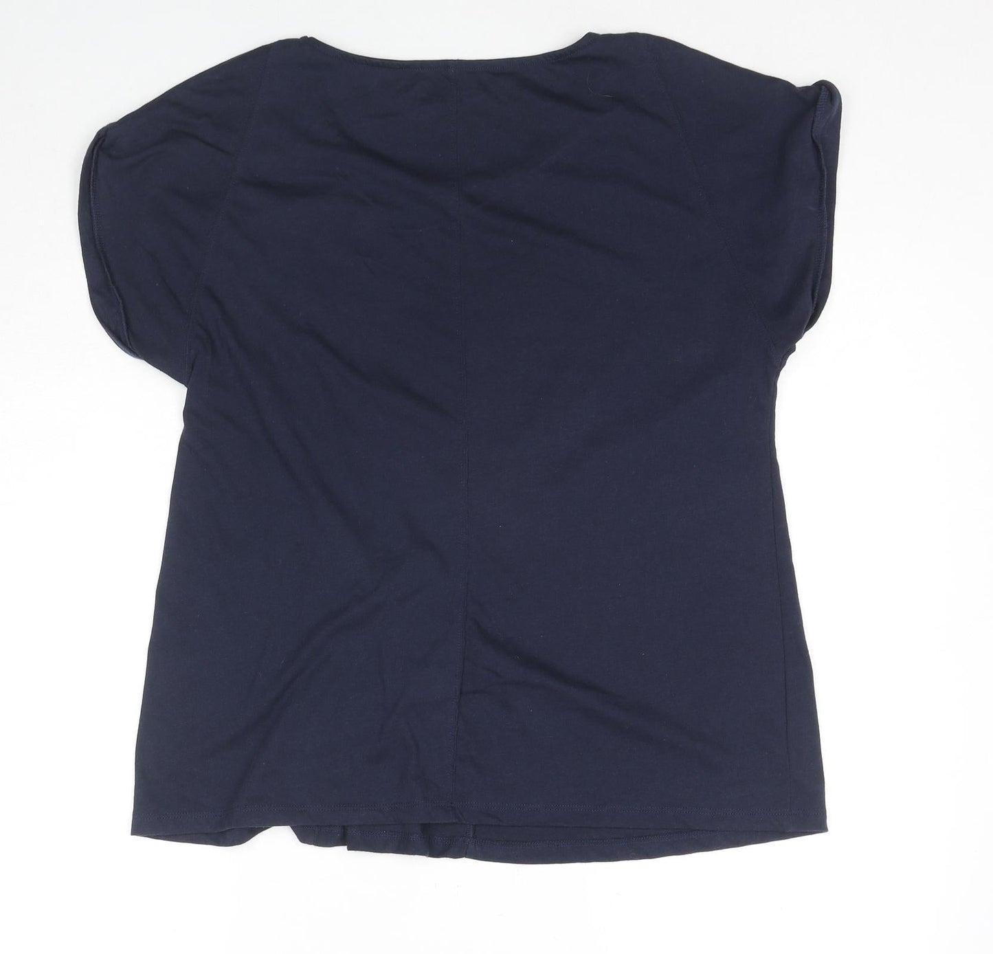 John Lewis Womens Blue Polyester Basic T-Shirt Size 14 Round Neck - Knot Detail