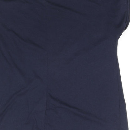 John Lewis Womens Blue Polyester Basic T-Shirt Size 14 Round Neck - Knot Detail