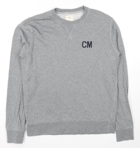 Mens UK Size M Marks and Spencer Grey Pullover Hoodie