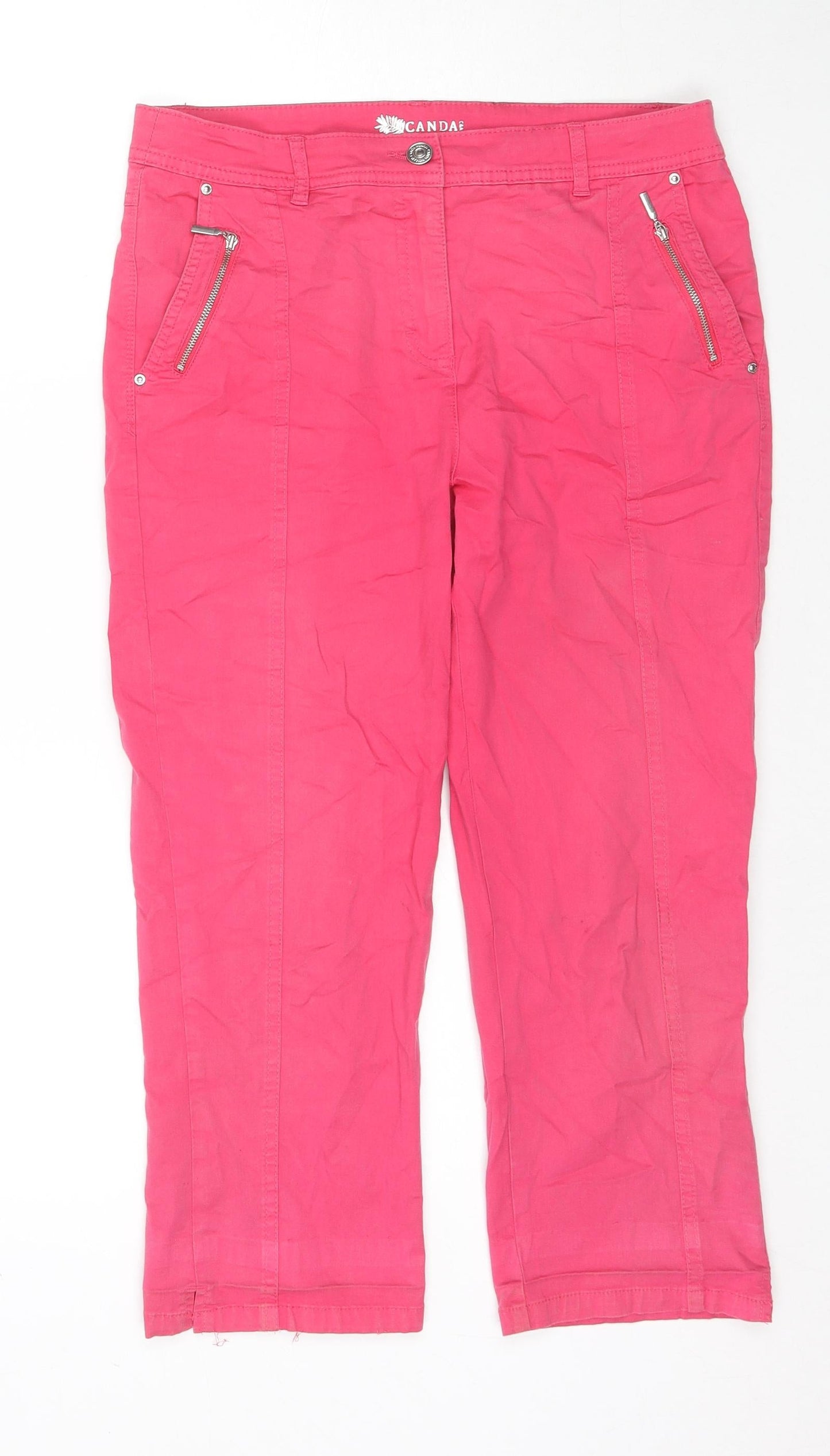 Womens UK Size 10 Canda Regular Fit Cropped Pink Jeans