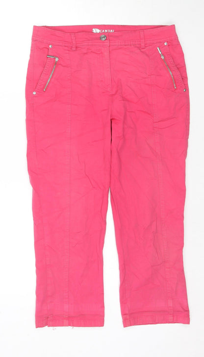 Womens UK Size 10 Canda Regular Fit Cropped Pink Jeans