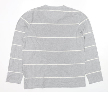 Shilton Passport Mens Grey Striped Polyester Pullover Sweatshirt Size M