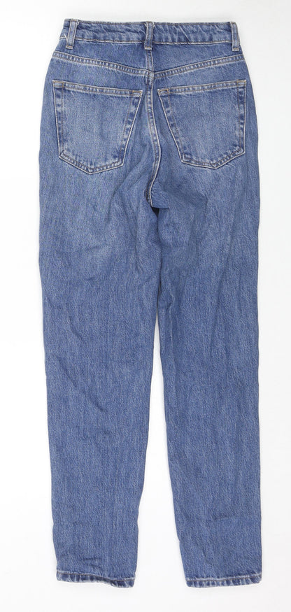 Topshop Womens Blue Cotton Straight Jeans Size 24 in L30 in Regular Zip