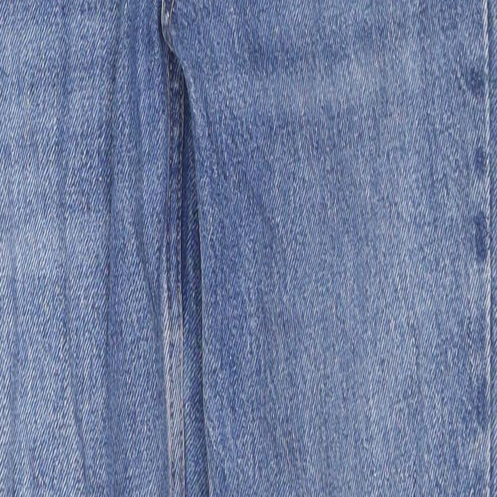 Topshop Womens Blue Cotton Straight Jeans Size 24 in L30 in Regular Zip