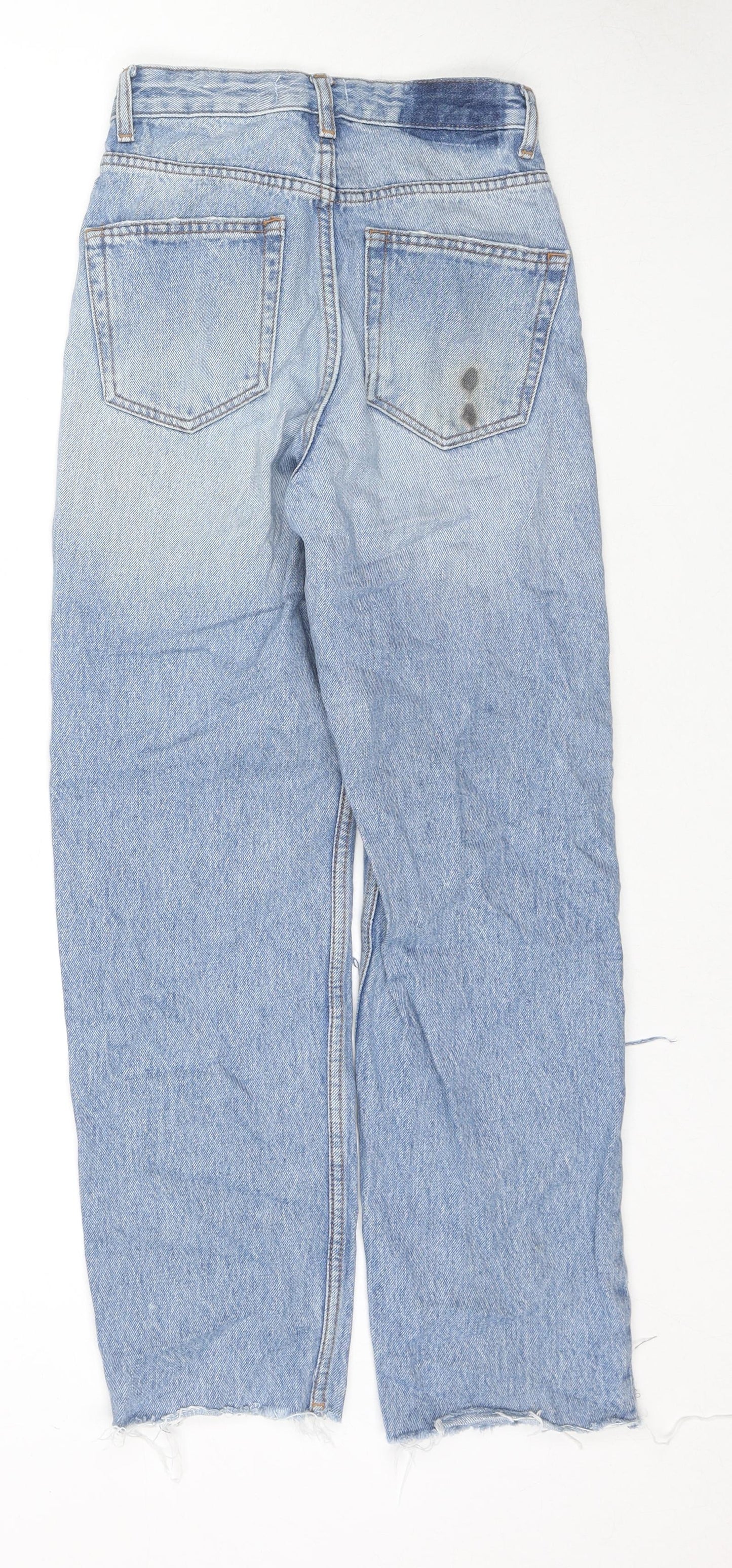 Pull&Bear Womens Blue Cotton Straight Jeans Size 4 L26 in Regular Zip