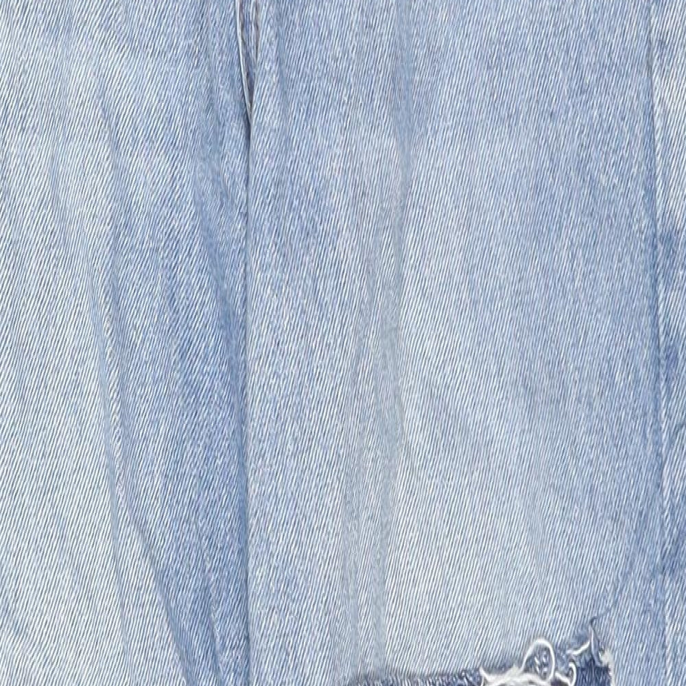 Pull&Bear Womens Blue Cotton Straight Jeans Size 4 L26 in Regular Zip