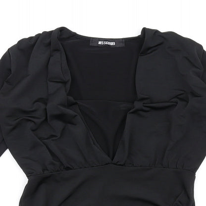 Missguided Womens Black Polyester Bodysuit One-Piece Size 6 Snap