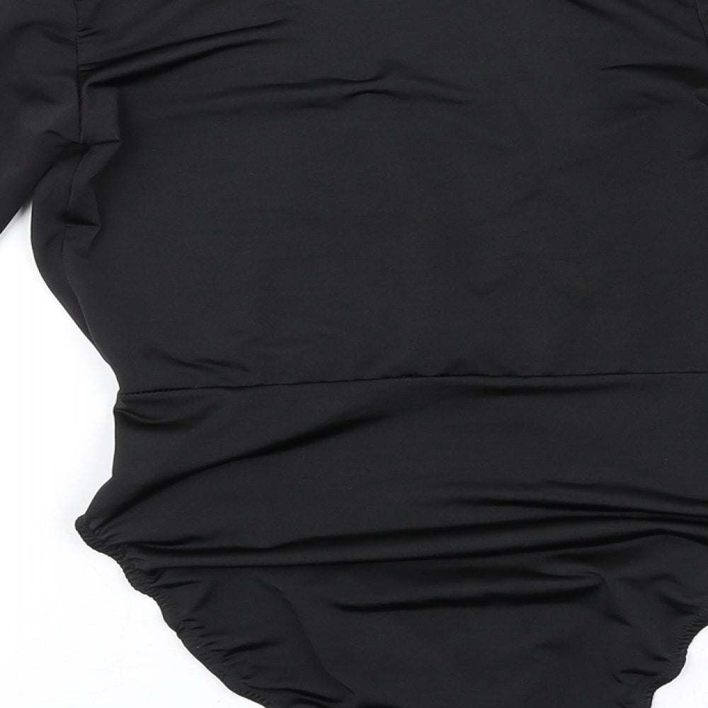 Missguided Womens Black Polyester Bodysuit One-Piece Size 6 Snap