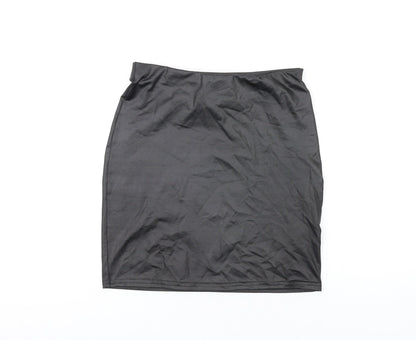 PRETTYLITTLETHING Womens Black Polyethylene Mini Skirt Size 8