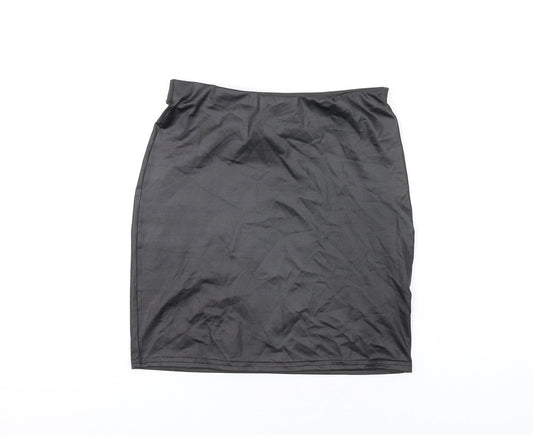 PRETTYLITTLETHING Womens Black Polyethylene Mini Skirt Size 8