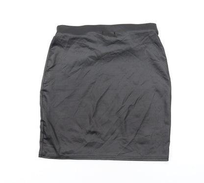 PRETTYLITTLETHING Womens Black Polyethylene Mini Skirt Size 8