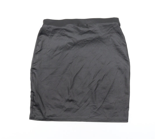 PRETTYLITTLETHING Womens Black Polyethylene Mini Skirt Size 8