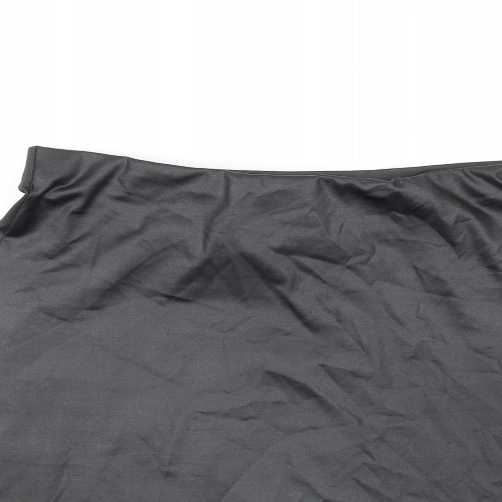 PRETTYLITTLETHING Womens Black Polyethylene Mini Skirt Size 8