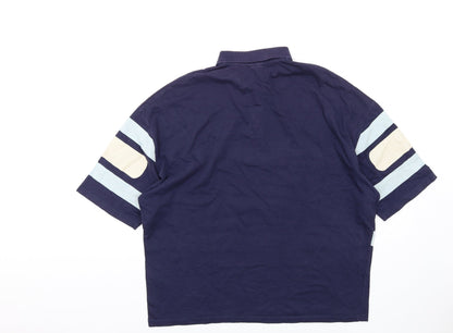 ASOS Mens Blue Cotton Polo Size S Collared Button