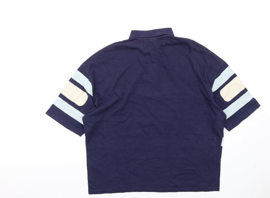 ASOS Mens Blue Cotton Polo Size S Collared Button