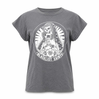 Blacklist Saints Womens Grey Cotton Basic T-Shirt Size M Round Neck