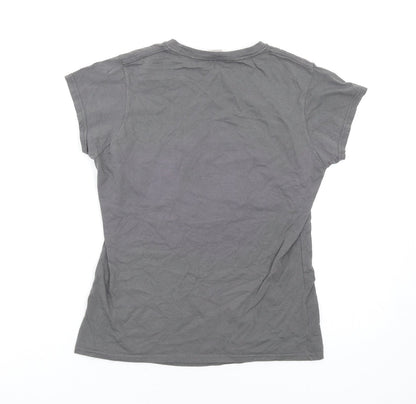 Blacklist Saints Womens Grey Cotton Basic T-Shirt Size M Round Neck