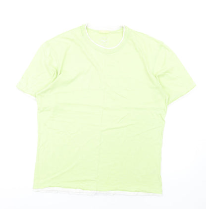 Blue Harbour Mens Green Cotton T-Shirt Size S Round Neck