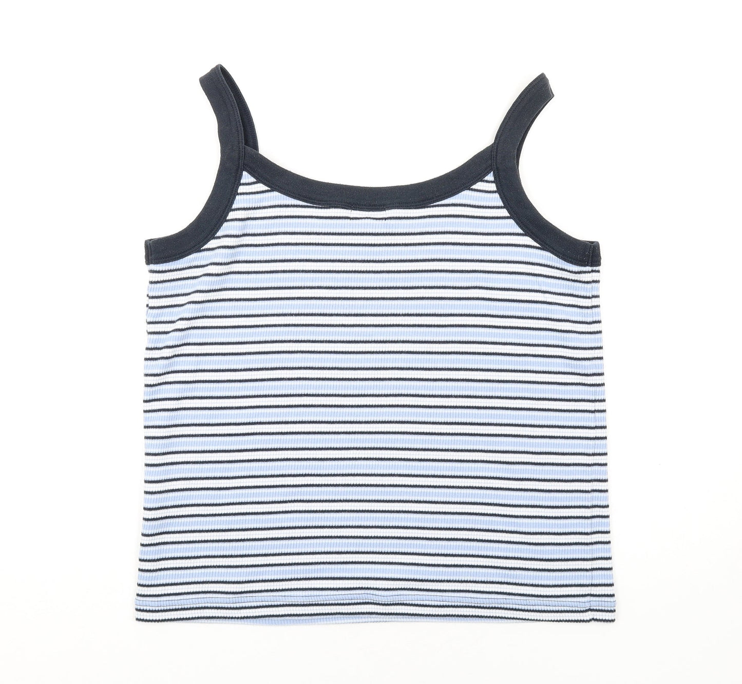 Bonmarché Womens Blue Striped Polyester Basic Tank Size XL Round Neck