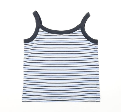 Bonmarché Womens Blue Striped Polyester Basic Tank Size XL Round Neck